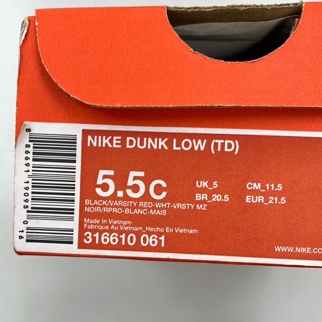 2008 Baby Nike Dunk Black Red Maize.
