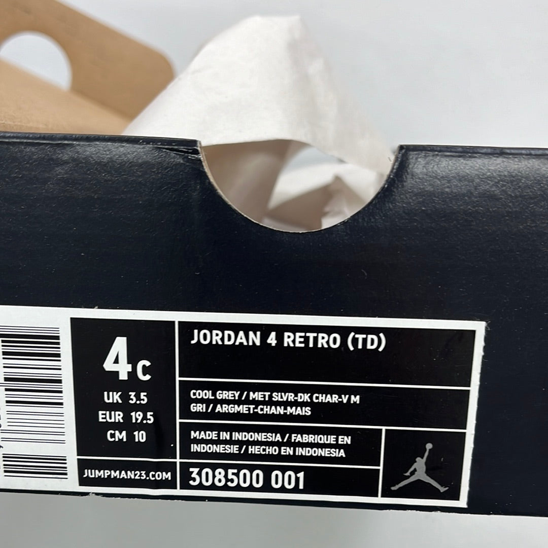 SZ 4C. 2004 Baby Jordan IV Cool Grey.
