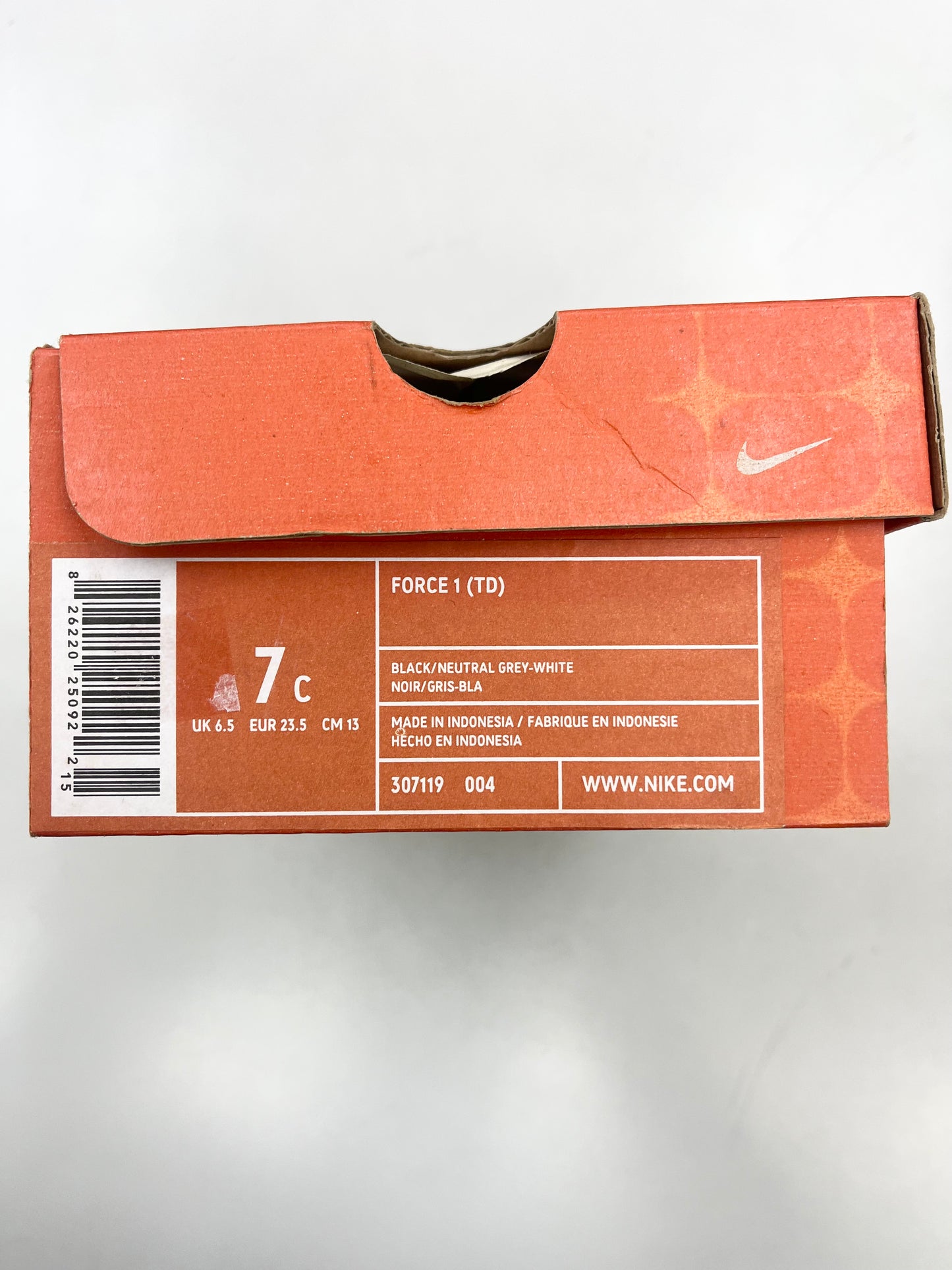 SZ 7C. 2003 Baby Nike AF1 Low Black/Neutral Grey.