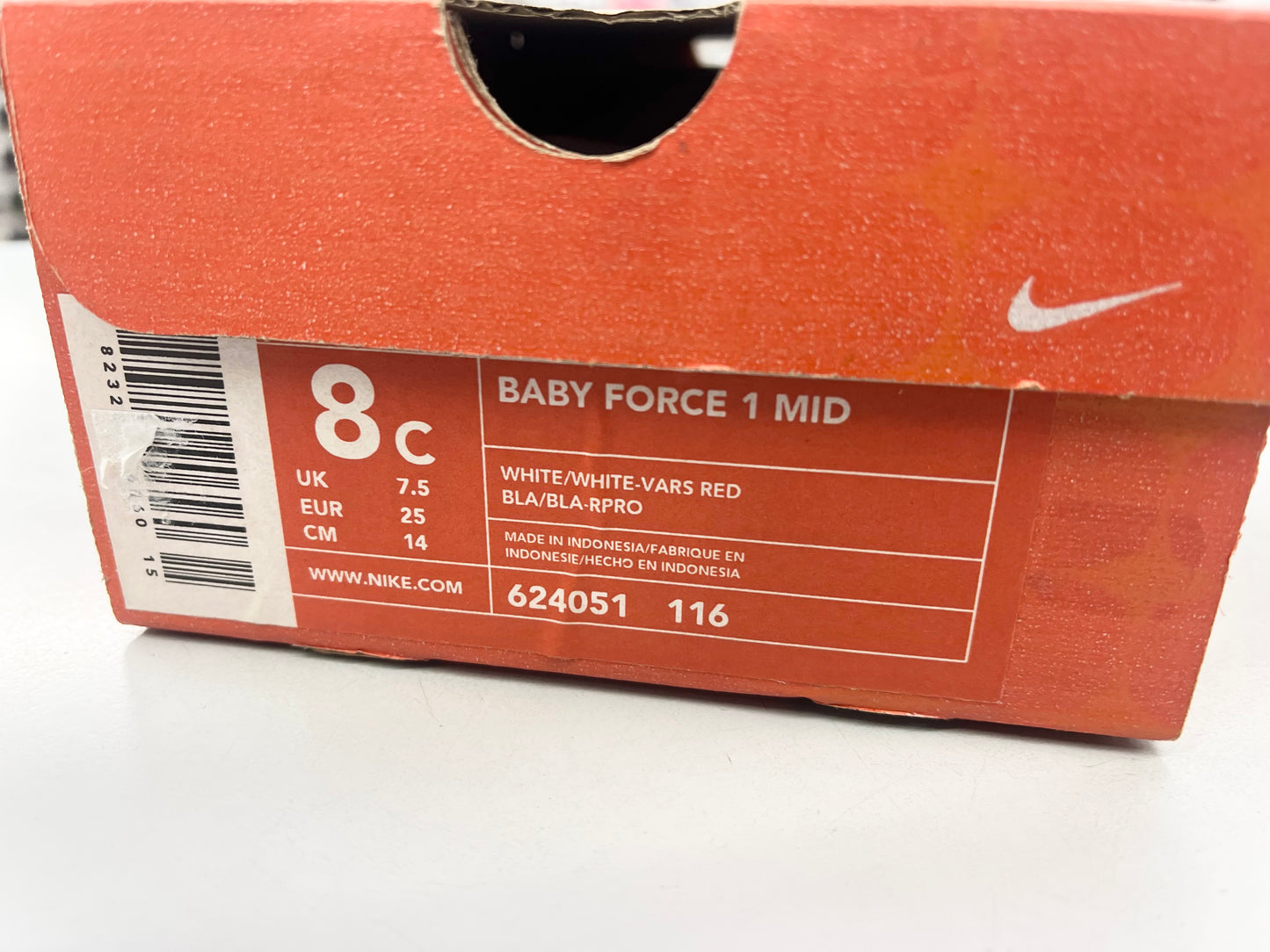 2002 Baby Nike AF1 Mid White/Red.
