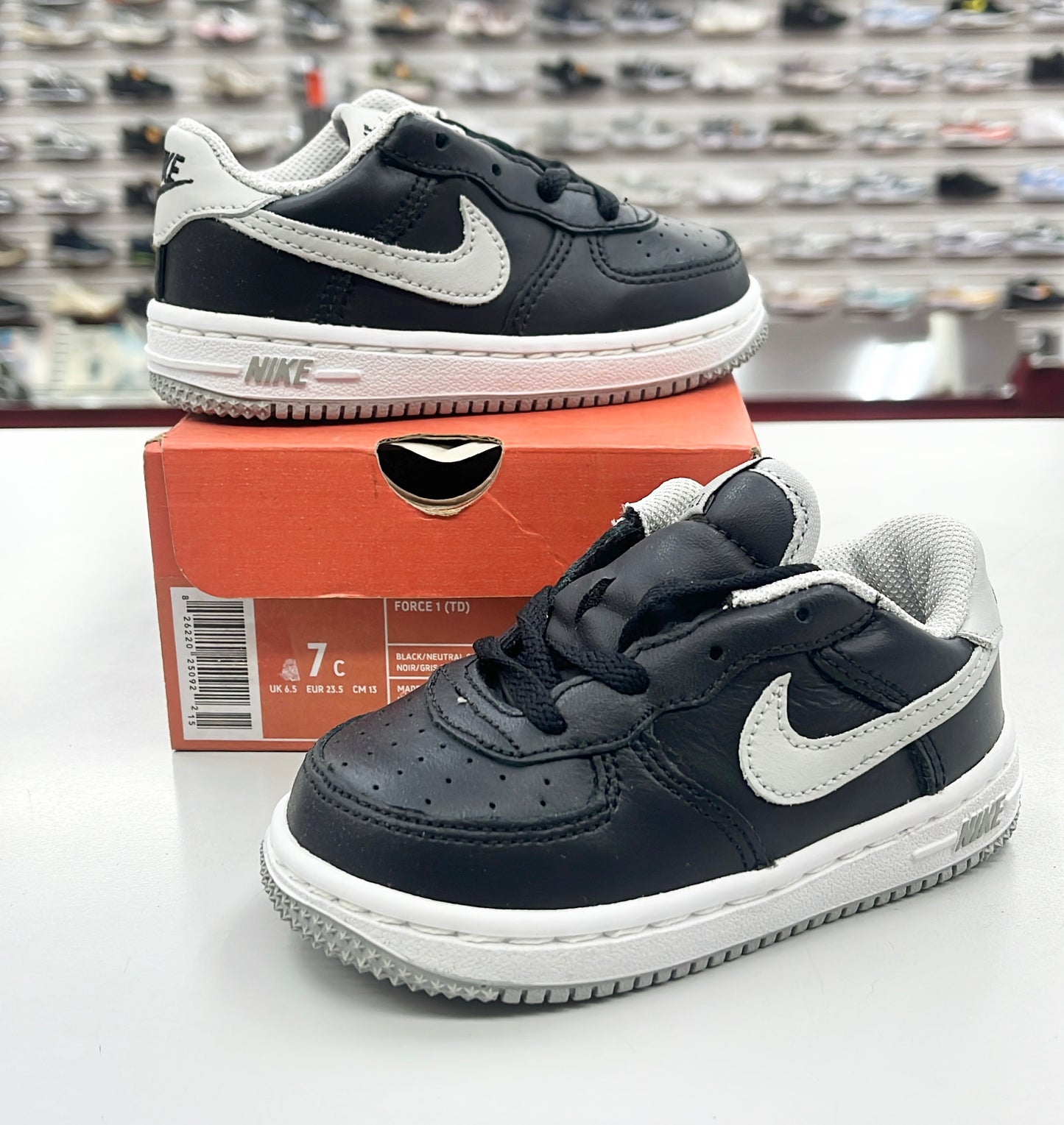SZ 7C. 2003 Baby Nike AF1 Low Black/Neutral Grey.