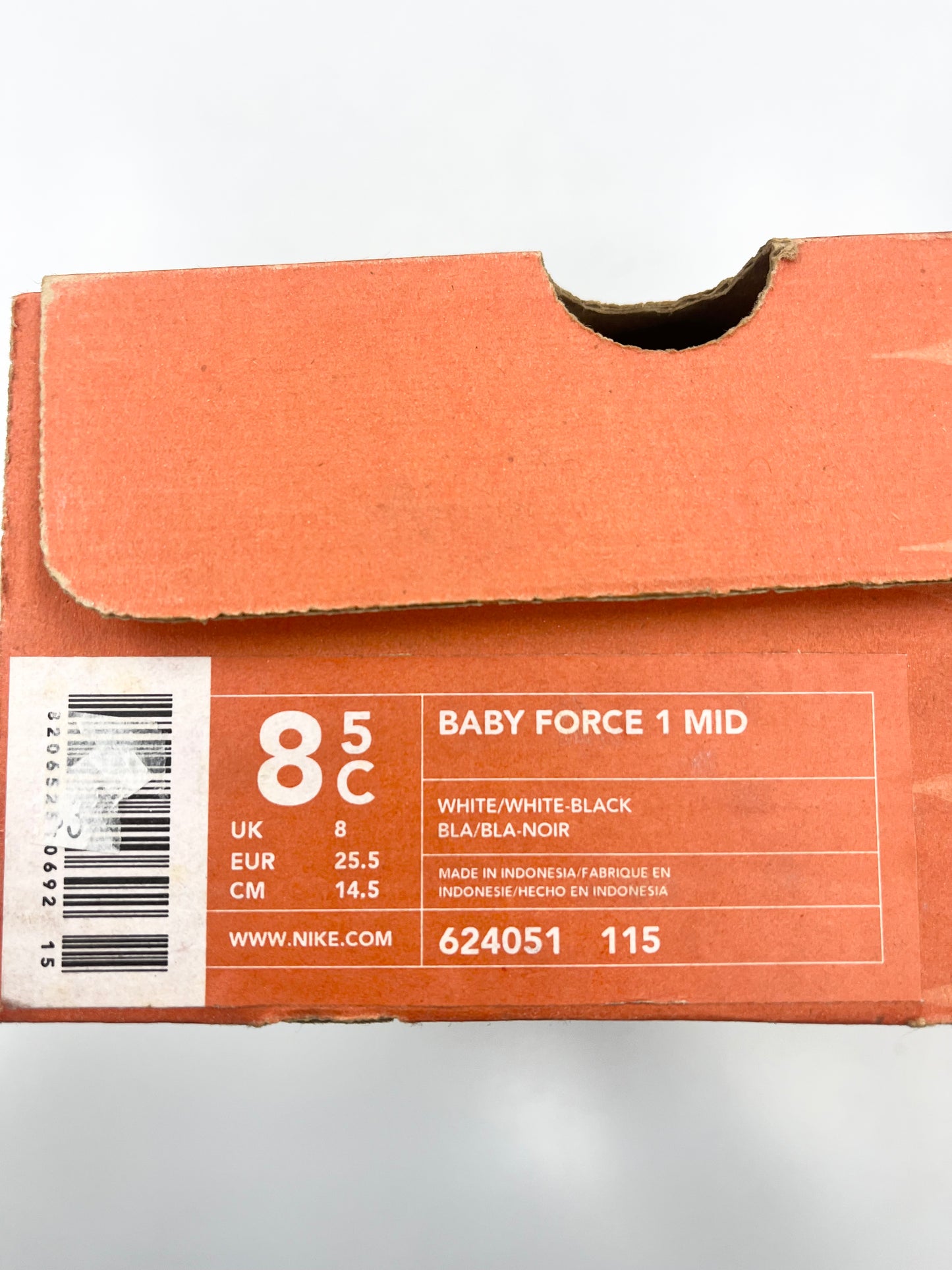 SZ 8.5C. 2002 Baby Nike AF1 Mid White/Black.