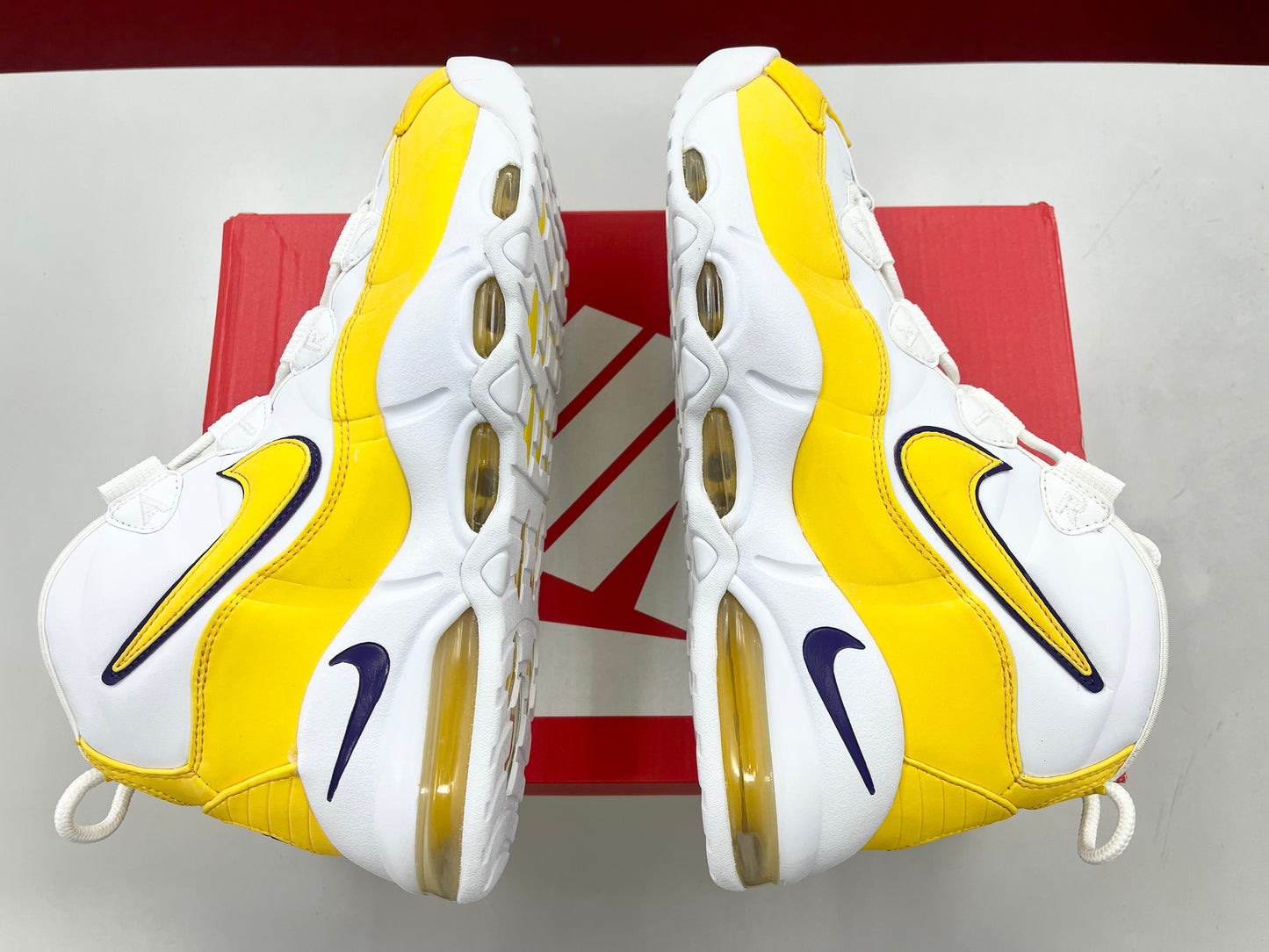 SZ 9.5 Men. 2019 Nike Air Max Uptempo 95 Lakers.