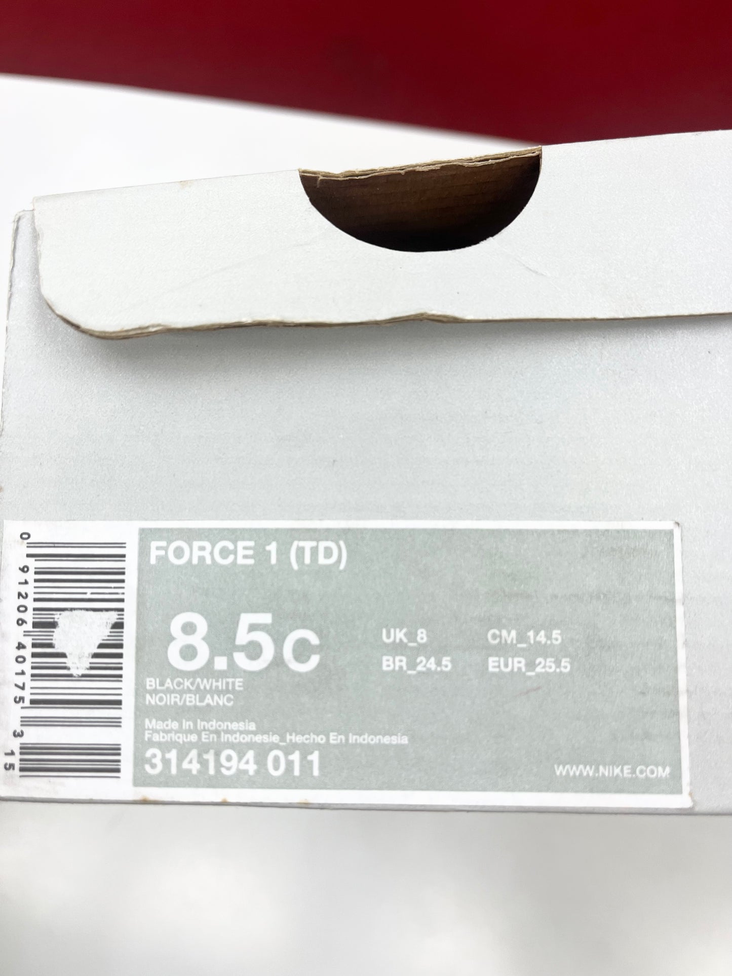 SZ 8.5C. 2008 Baby Nike AF1 low black original six.