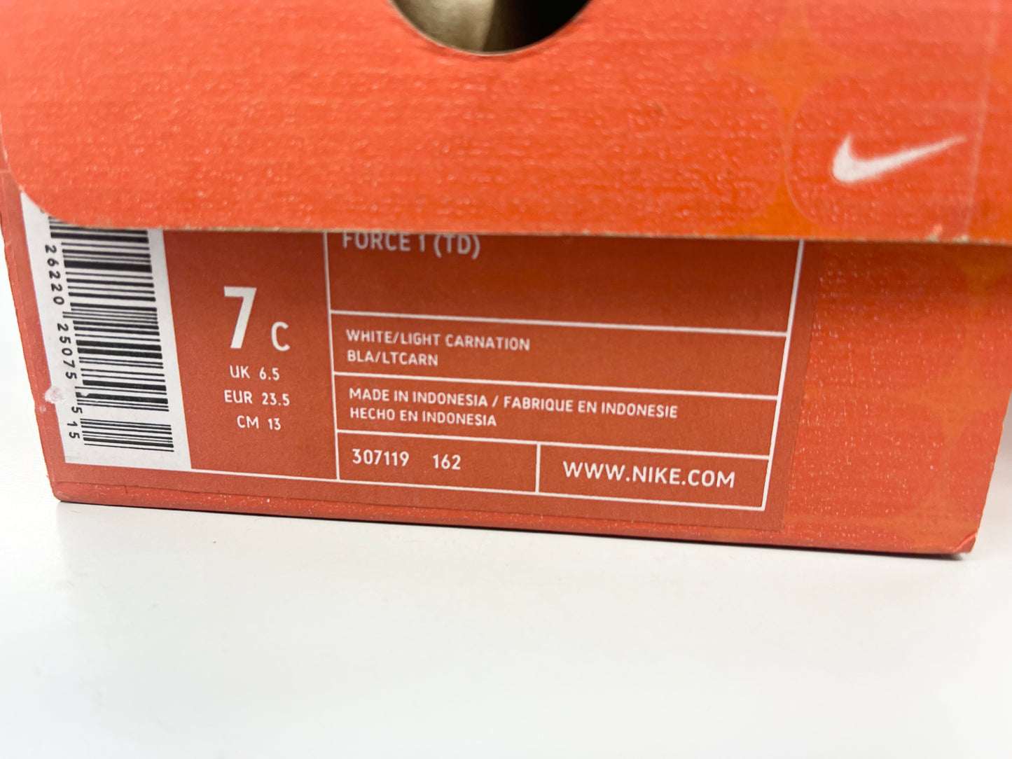 2004 Baby Nike AF1 Low White/Carnation.