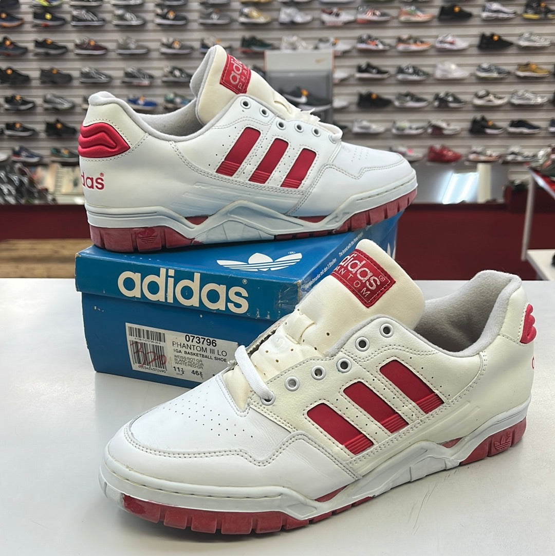 Sz 11.5 1991 Adidas Phantom III Lo white red.