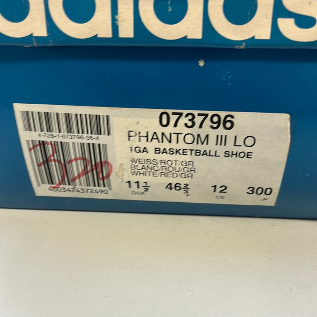 Sz 11.5 1991 Adidas Phantom III Lo white red.
