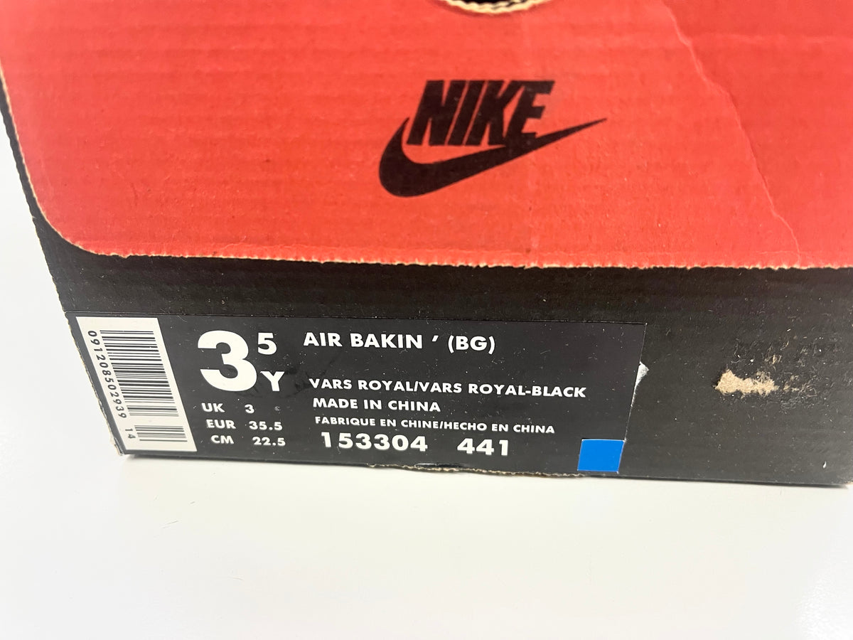 SZ 3.5Y.   1997 Kids Nike Air Bakin Royal.