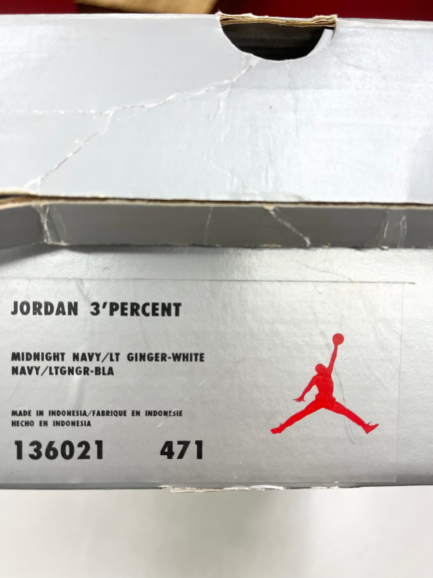 1999 Jordan 3’Percent Navy/White.