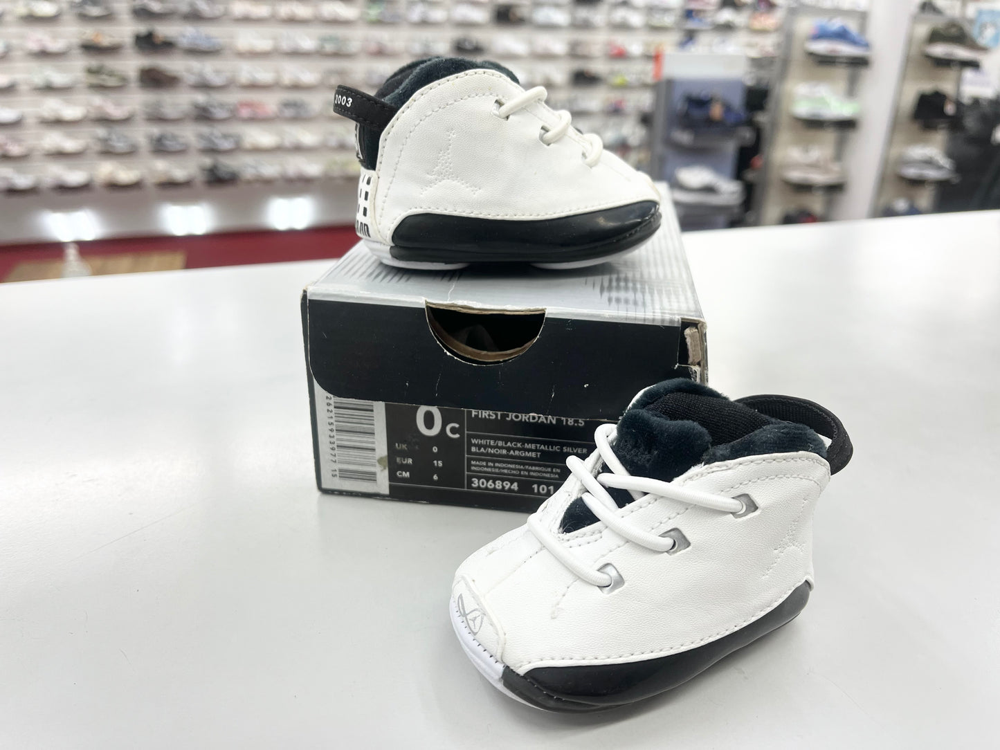 SZ 0C. Baby 2003 Jordan 18.5 White.