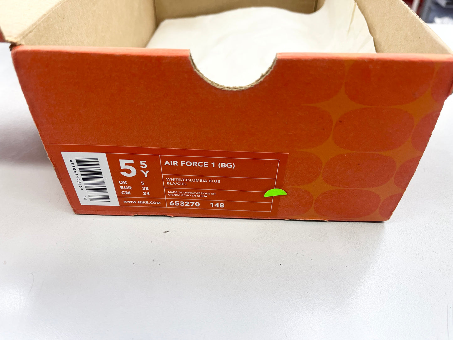 SZ 5.5Y      1999 Nike Air Force 1 BG Columbia Blue.