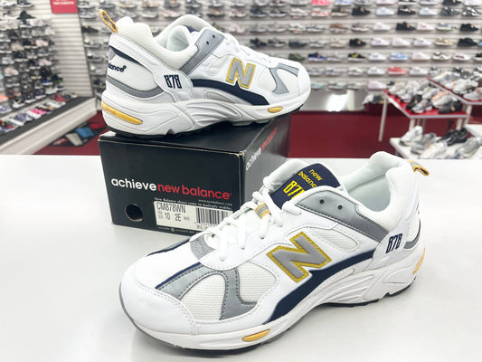SZ: 10 Men.           90’s New Balance CM878WN white navy maize.