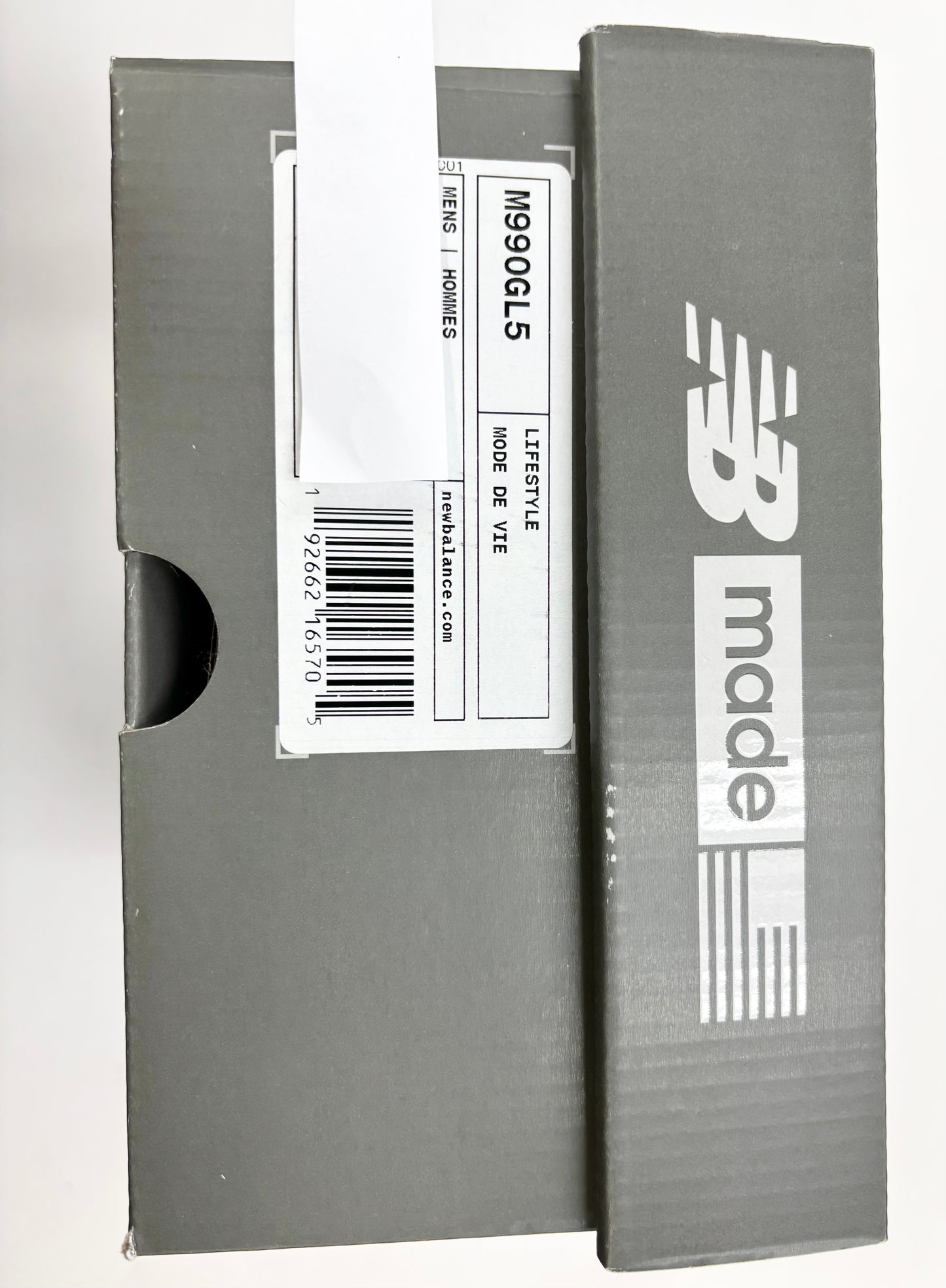 Men New Balance M990v5 GL Grey suede lifestyle classic shoes made in USA.