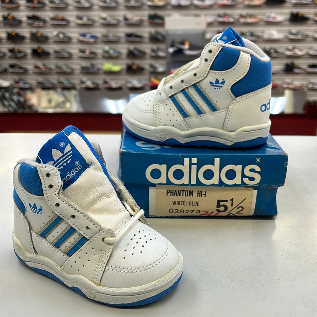 Sz 5.5K.    1989 baby Adidas Phantom Hi Baby Blue